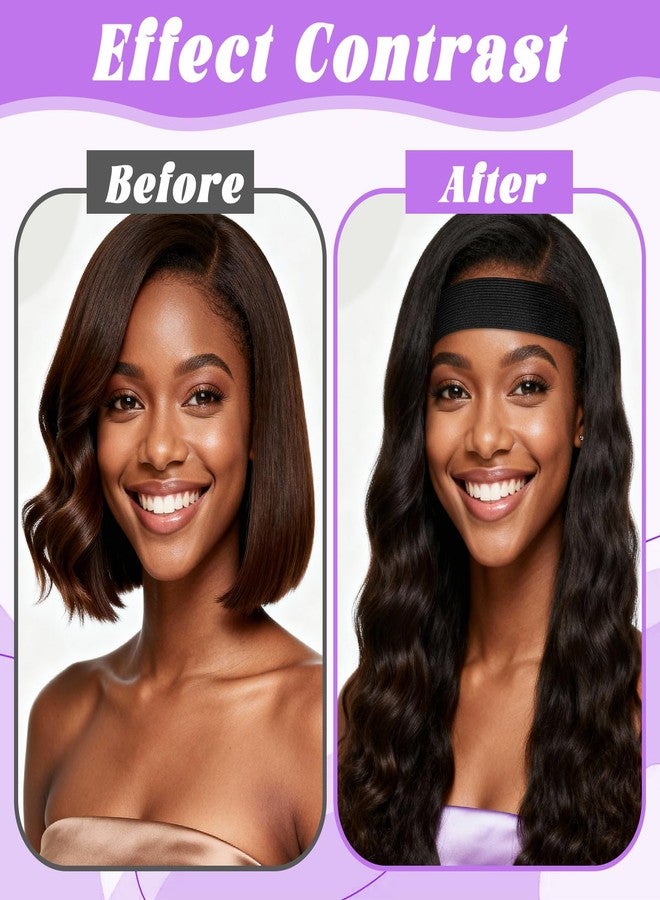KFHENSOMR 2Pcs Wig Band for Lace Front Ear Cut Free Lace Melting Elastic Painless Wig Bangs Headband Earless Melting Band Supplies for Women No Slip C Shaped Ear Curve Black Color Regular Size - Image 5